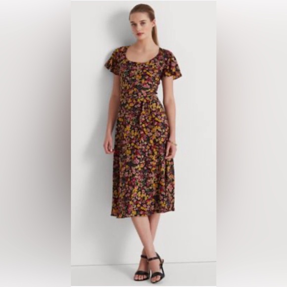 Lauren Ralph Lauren Dresses & Skirts - 2pc Lauren Ralph Lauren Floral Midi Dress - Pink, Yellow, Black & slip dress